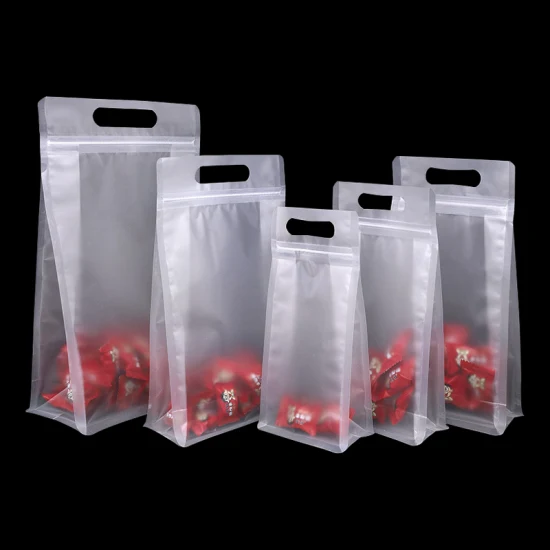 Индивидуальная сумка с матовым или глянцевым плоским дном, прозрачная самозапечатывающаяся упаковочная сумка на молнии, прозрачный полиэтиленовый пакет для закусок