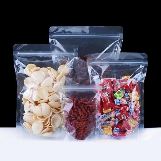 Прозрачные прозрачные закрывающиеся пластиковые полиэтиленовые пакеты с плоской нижней молнией для пищевых продуктов, печенья, упаковочных пакетов